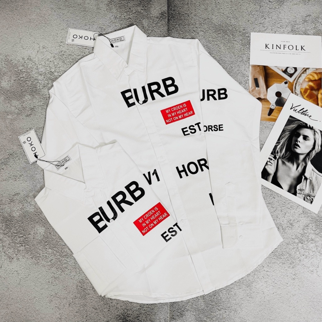 Áo Sơ Mi Nam Tay Dài In Chữ Vải Lụa Kate Mềm Mịn Thấm Hút Phong Cách Soái Ca Trẻ Trung [NEW UNISEX]