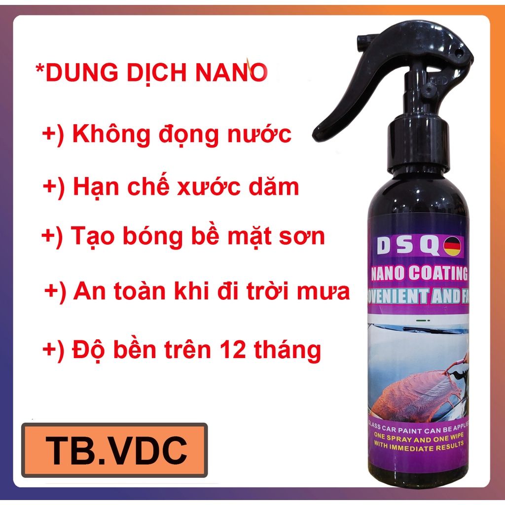 Chai xịt phủ nano ô tô chống nước DIY Nano Coating 200 ml công nghệ Mỹ hàng nhập khẩu MH-F68