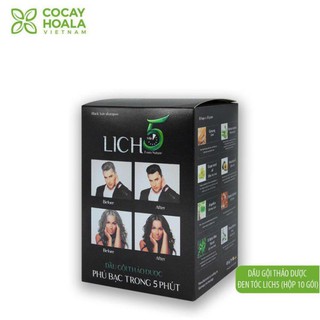 Dâu gội thảo dược gội đen tóc lich5 hộp 10 gói