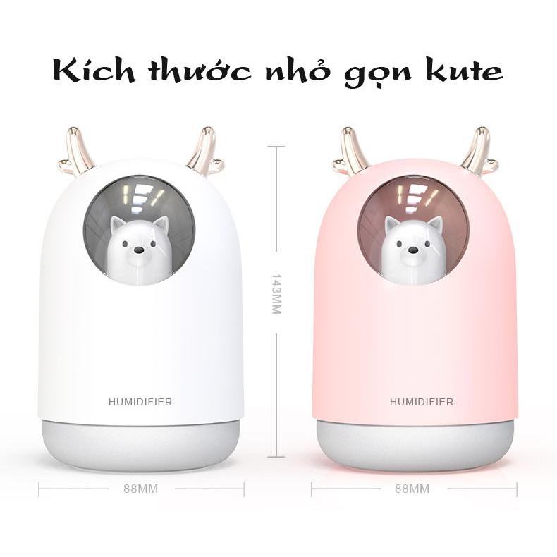 Máy Xông Tinh Dầu Phòng Ngủ Mini Hình Gấu Cute Có Đèn Dễ Thương