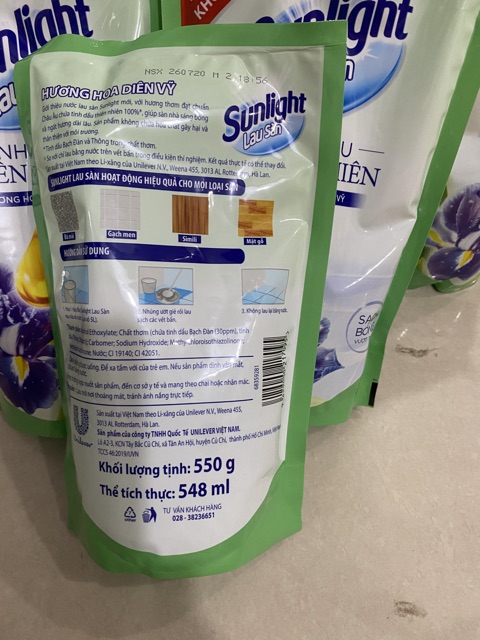Nước Lau Sàn Sunlight Thiên Nhiên Túi 550g(Hàng Km)