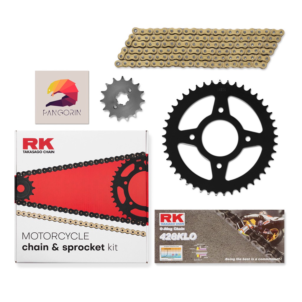 RK Chain - Nhông Sên Dĩa Suzuki GSX-R150 / GSX-S150 / GSX-150 Bandit - Sên KLO Light O-ring Vàng (Gold)