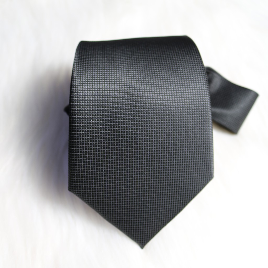 Cà vạt nam công sở và học sinh vải silk lụa cao cấp màu đen bản to 5cm 8cm KING ...