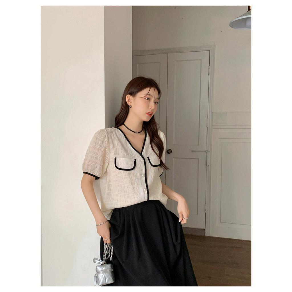 Áo Khoác Cardigan Cổ V Ngắn Tay Phối Nút Ngọc Trai Thời Trang Mùa Hè Dành Cho Nữ 6