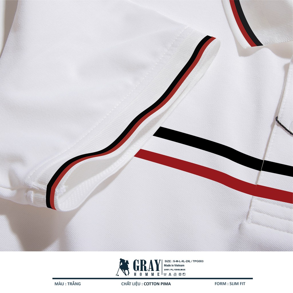 Áo Polo Nam, Áo Phông Nam Có Cổ Phối Kẻ Ngang Trẻ Trung GrayHomme TPG003