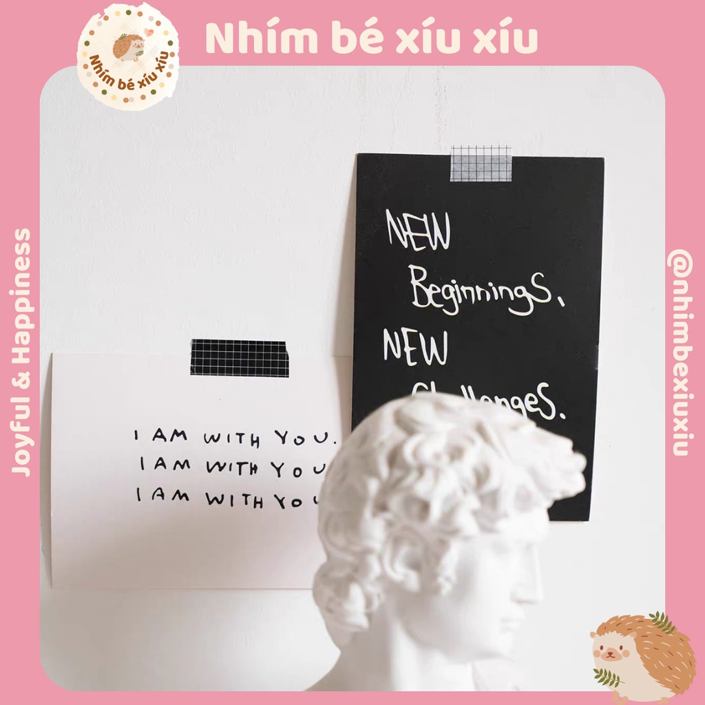 Cuộn washi tape caro 10m băng keo trang trí sổ tay bullet journal VT261