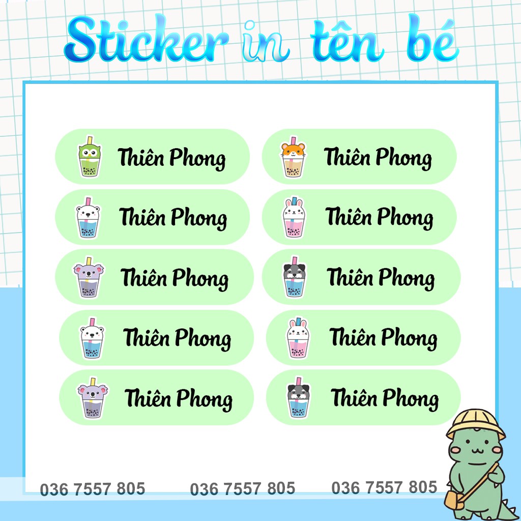 Sticker Dán In Tên Bé - dán đồ dùng học tập cho học sinh - in tên bé theo yêu cầu - giá rẻ nhất năm 2020