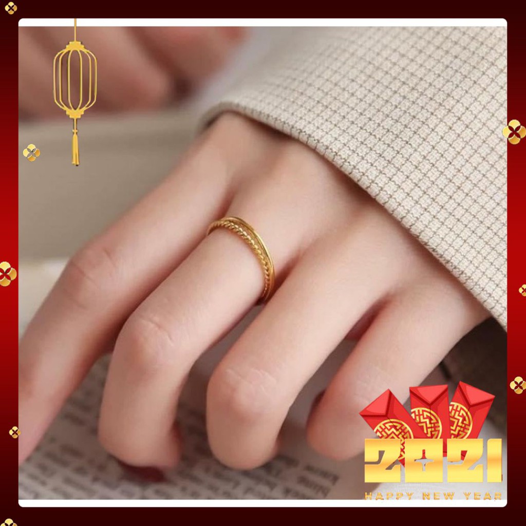 Nhẫn nữ bạc lồng 2 trong 1 xi vàng