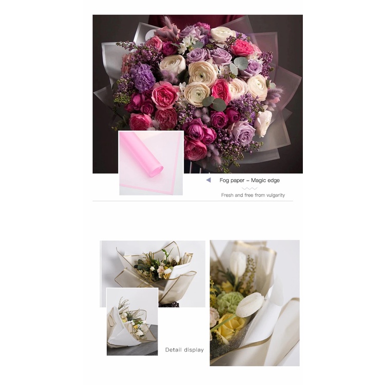 Giấy Gói Hoa Hàn Quốc Mờ Viền Màu 2 Đầu Chống Thấm Nước Khổ 60x60cm (Bán lẻ)