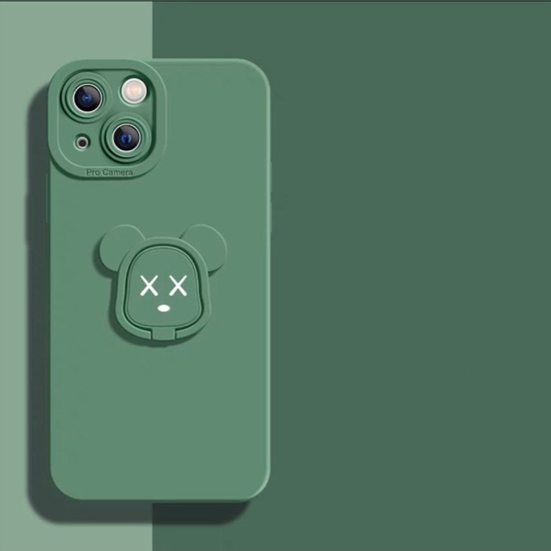Ốp lưng chống bẩn Viền Nổi cạnh vuông kèm iring Kaws iphone 7plus x xsmax 11 11promax 12 12promax 13 pro max promax plus