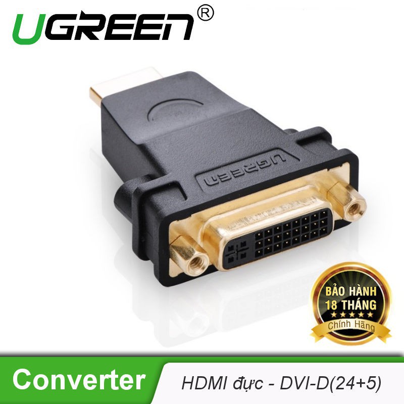 Đầu chuyển đổi HDMI Male to DVI 24+1 Female - dài 20CM - UGREEN 20123 - Hàng chính hãng