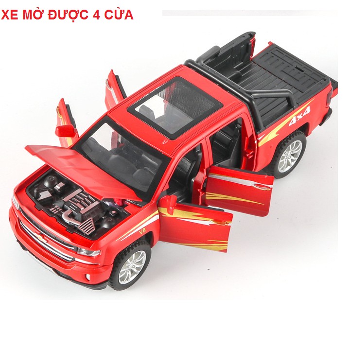 Mô hình xe ô tô Chevrolet SILVERADO tỉ lệ 1:32 bằng kim loại đồ chơi trẻ em