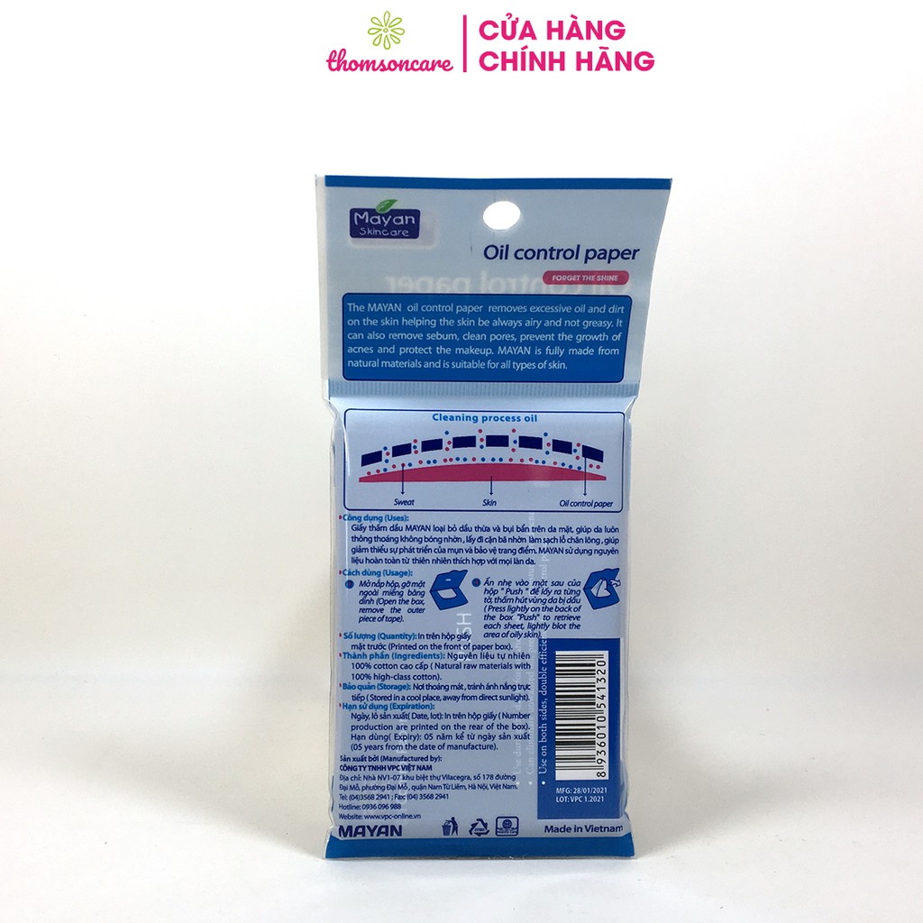 Giấy thấm dầu Mayan - Túi 100 tờ - Oil control paper | BigBuy360 - bigbuy360.vn