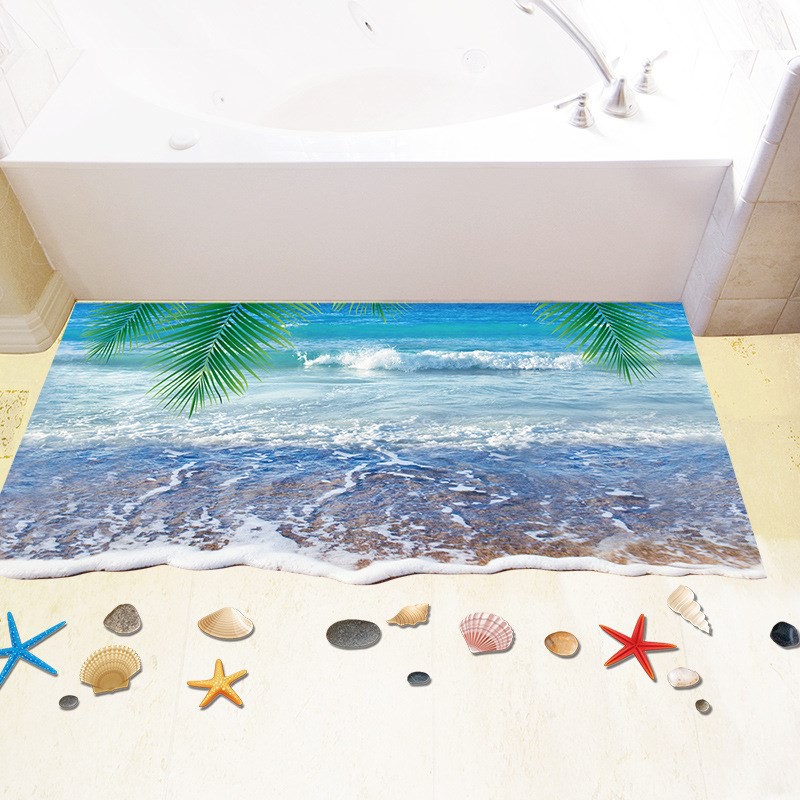 Decal dán tường bãi biển 3D BINBIN PK403 (Kích thước:60x90cm)