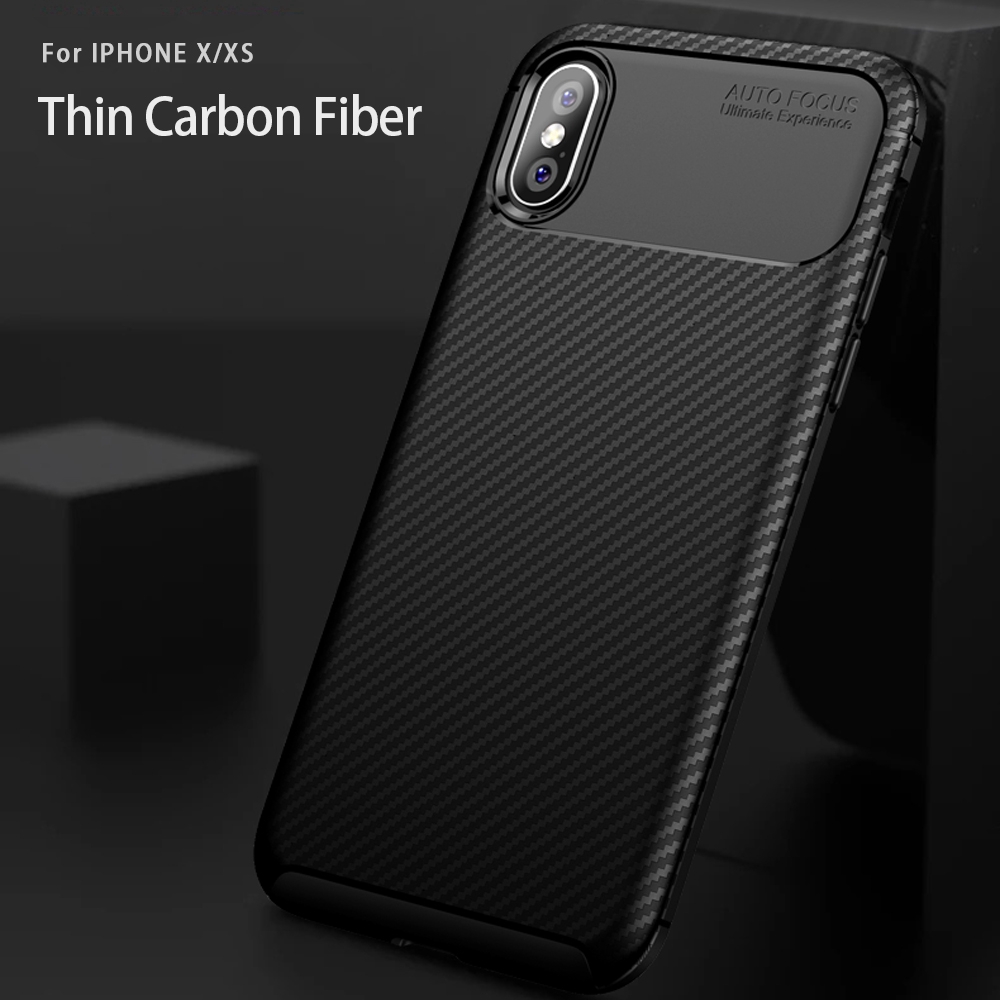 Ốp điện thoại sợi carbon chống sốc cho iPhone 6 6S 7 8 Plus XS max XR