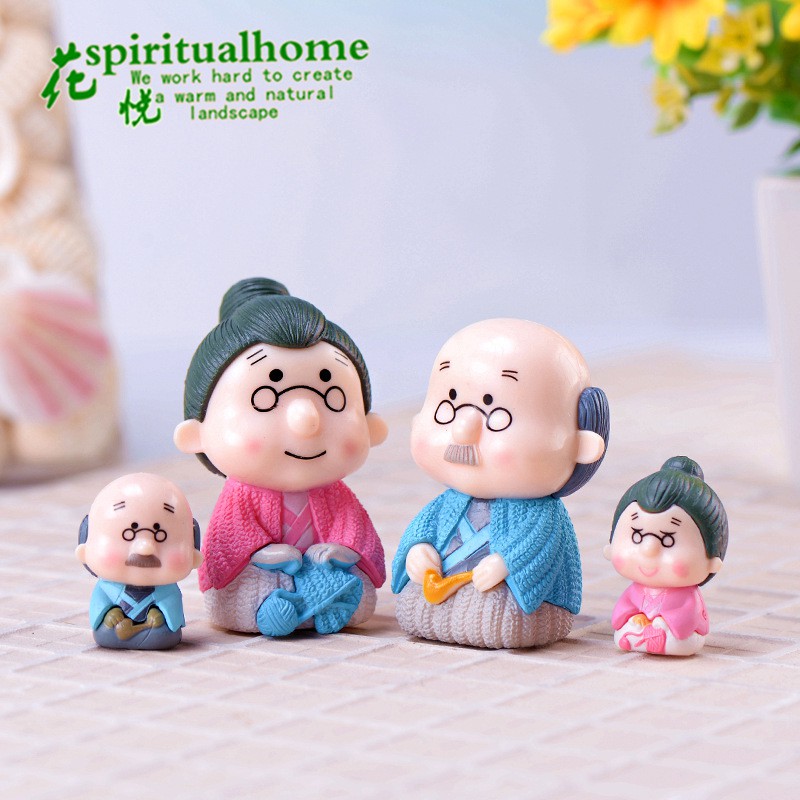 Charm (C93) slime/ Dụng Cụ Charm Trang Trí Mô Hình 01 Cặp Ông Bà Lão Kiểu Nhật