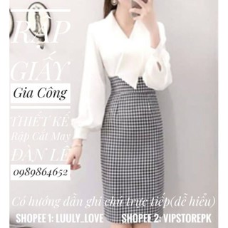 266 Rập giấy sét áo kiểu + chân váy siêu dễ thương