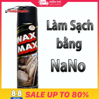 Chai xịt bóng da wax max, bình xịt nội thất, làm mới ghế da, taplo, vô lăng, công nghệ nano, hương tự nhiên và kafe