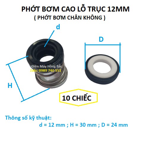 (10) phớt bơm nước lò xo cao trục 8mm đến 14mm