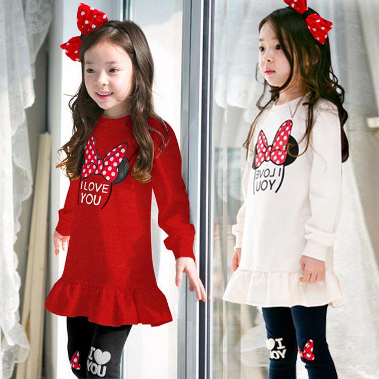 ✨CindyMom✨ Mickey Bow Bộ đồ dài kiểu Hàn Quốc- Áo dài tay + Quần dài-Dành cho bé gái từ 3 tuổi đến 12 tuổi