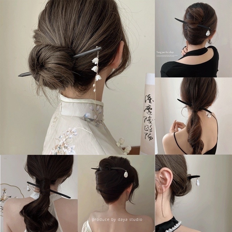 Trâm Cài Tóc Bằng Gỗ Mun Thiết Kế Giản Dị Hiện Đại Phong Cách Trung Hoa