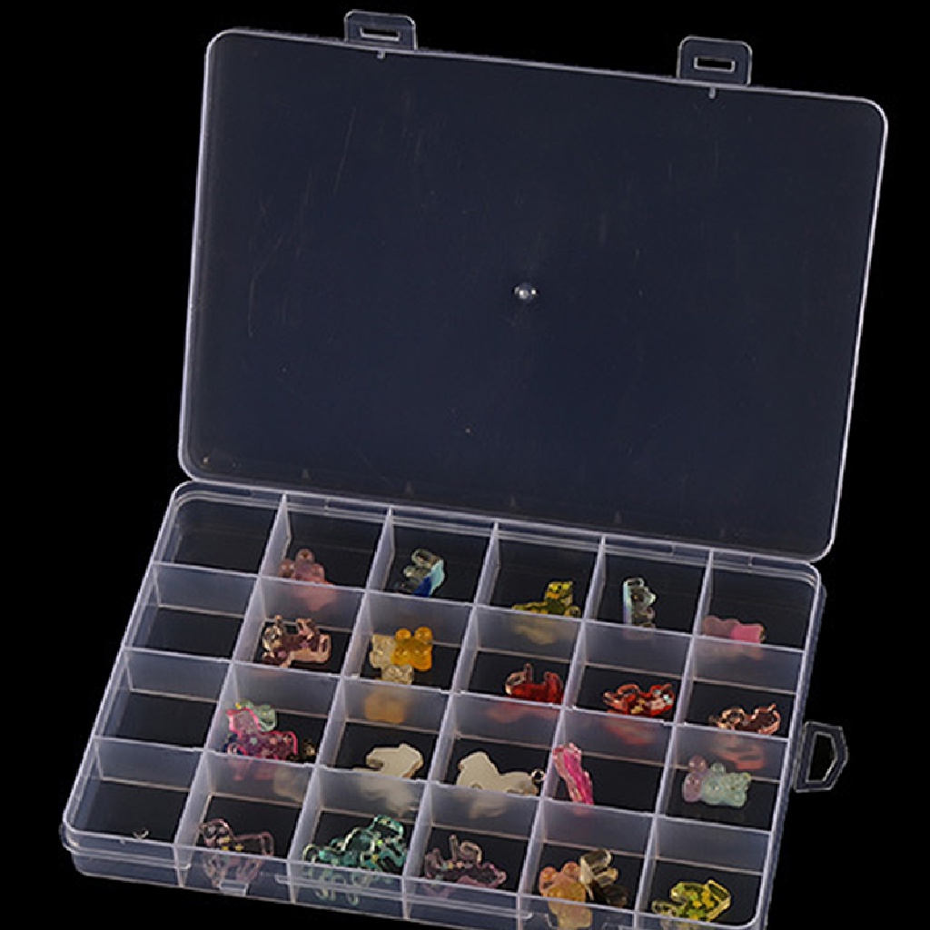 [TAT] 24 Compartment Plastic Storage Box Jewellery Earring Beads Case Container NEW CVX