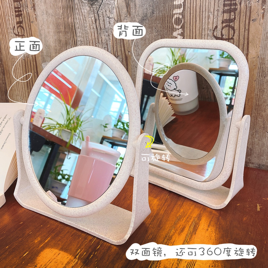 Gương để bàn lúa mạch NOVSET Gương lúa mạch trang điểm cao cấp xoay 360 độ