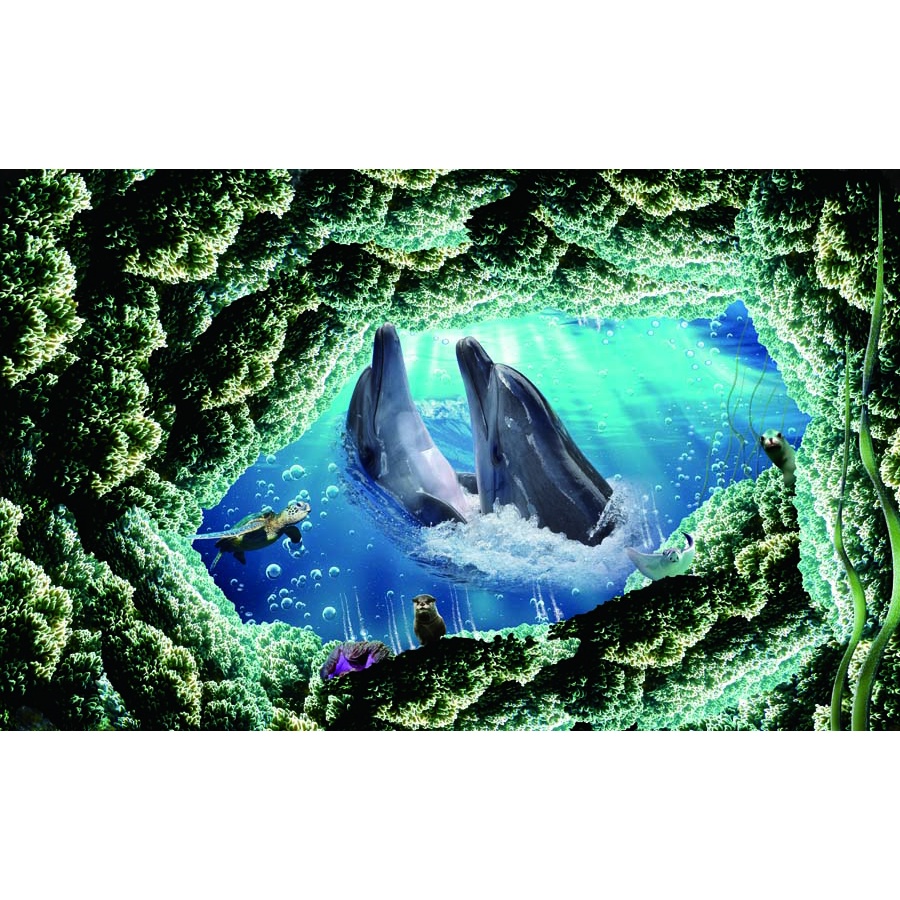 Tranh Dán Tường Thế Giới Đại Dương 3D Nhiều Kích Thước