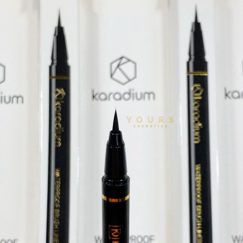 [Auth Hàn] Bút Kẻ Mắt Nước Karadium Không Trôi Waterproof Brush Liner Black Vỏ Trắng - Bút Kẻ Dạ Karadium Hàn Quốc F60