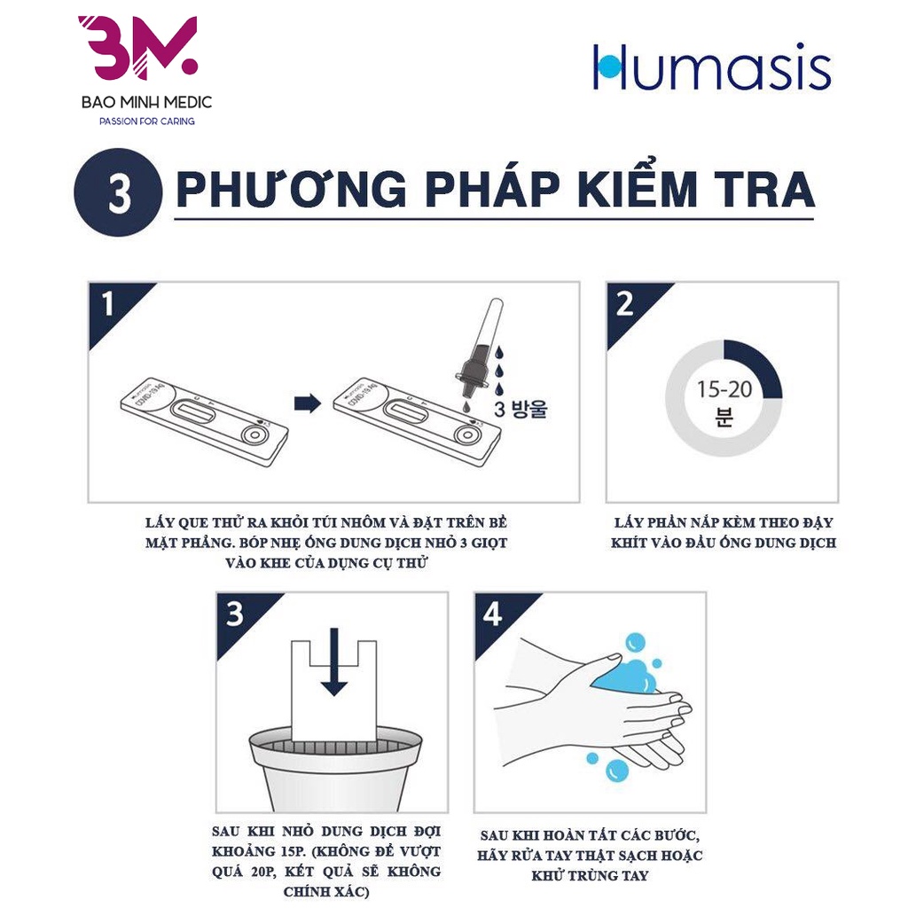 Bộ test nhanh COVID-19 tại nhà Humasis chính hãng Hàn Quốc Test Kháng Nguyên - Que Test Mũi