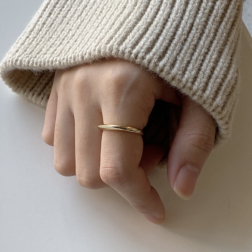Nhẫn nữ hở bạc 925 Eleanor Accessories viền trơn basic phụ kiện trang sức 2225
