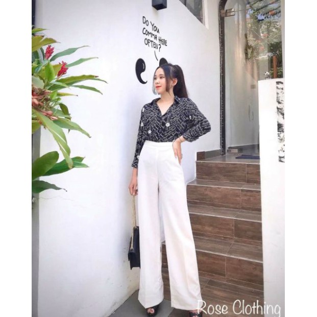 quần tây kháo sườn dài ,quần ống rộng khoá sườn -Quần Ống rộng ống suông lưng cao khóa sườn vải tuyết mưa | BigBuy360 - bigbuy360.vn