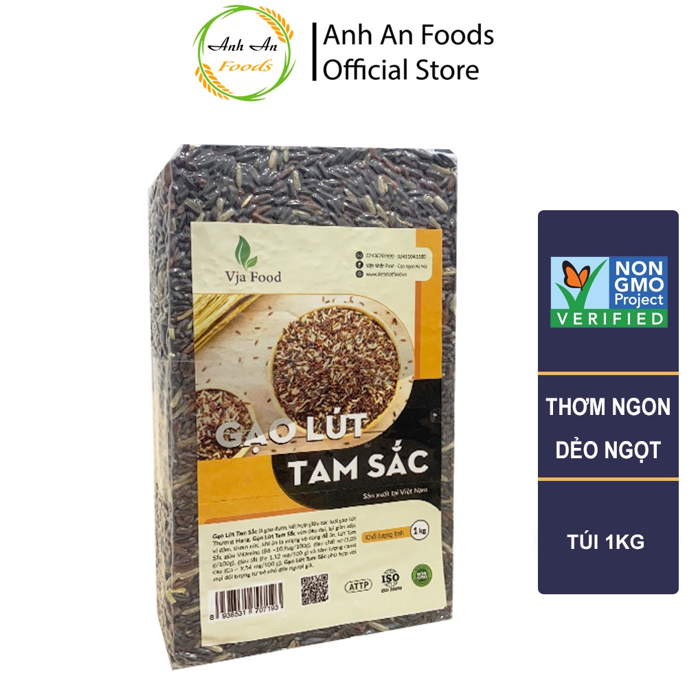 Gạo Lứt Tam Sắc VJA bổ dưỡng, thơm ngon túi 1kg - Giá Sỉ, Date mới
