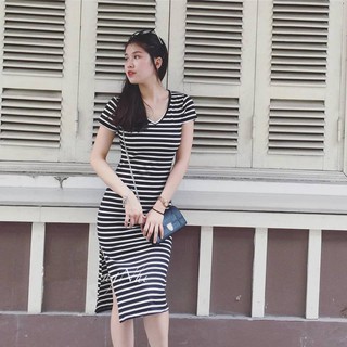 Váy Body Kẻ Maxi - Free Ship