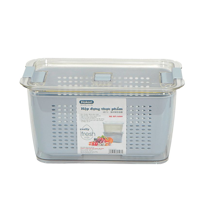 Hộp đựng thực phẩm 2 lớp hộp bảo quản thức ăn có lỗ thoát nước thoáng khí chất liệu bằng nhựa PP cứng cáp an toàn Angola