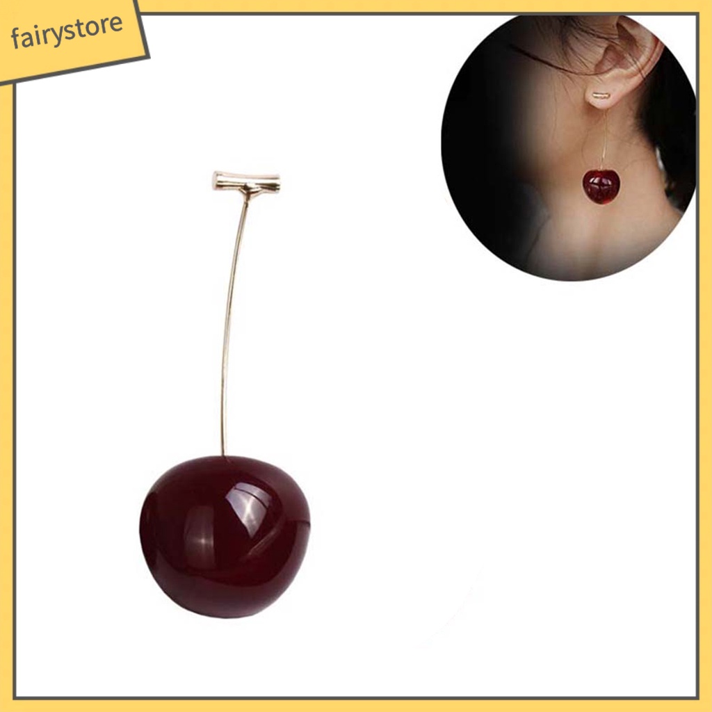 Khuyên tai hình quả cherry bằng hợp kim thời trang