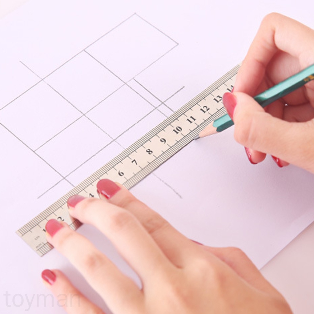 Thước đo hai mặt dài 15cm / 30cm bằng thép không gỉ cho học sinh/ nhân viên văn phòng