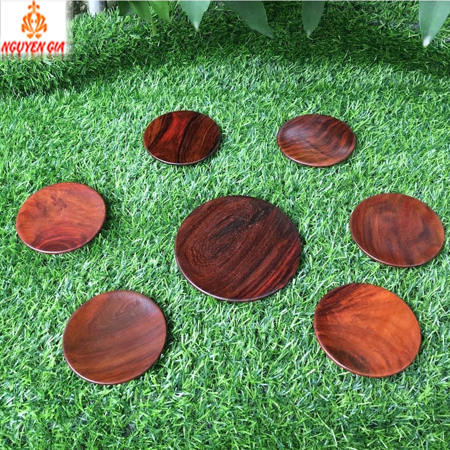 Đĩa gỗ trắc tròn lót ly, lót cốc trà, café làm đồ trang trí coasters bền bỉ sang trọng