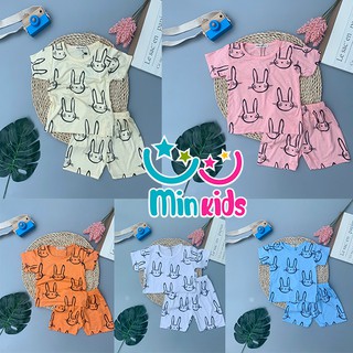 Bộ Cọc Tay Thun Lạnh Hình Con Thỏ Cho Bé [FREESHIP] Đồ Bộ Bé Trai, Bé Gái Minky Mom Vải Thun Lạnh Họa Tiết Hình Thỏ Con
