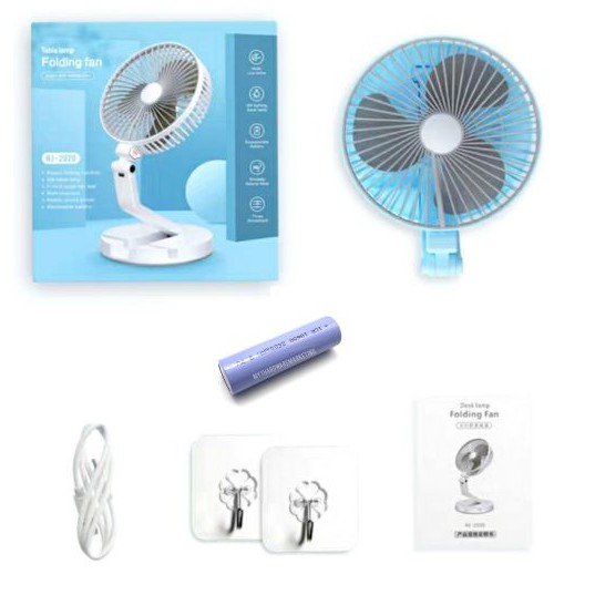 Quạt Tích Điện FOLDING FAN Gấp Gọn, Du Lịch, có đèn chiếu sáng khi mất điện - Bảo Hành 6 Tháng | BigBuy360 - bigbuy360.vn