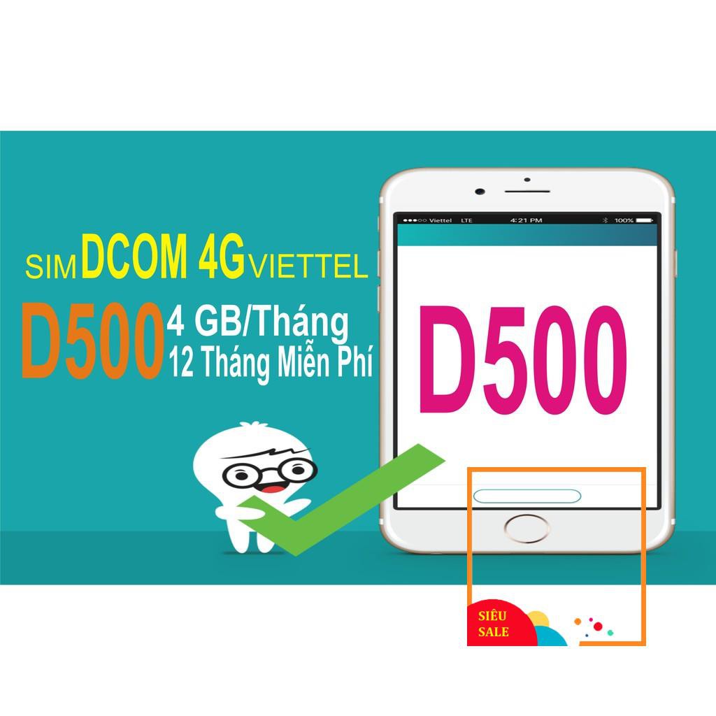 [FREESHIP 50K] Sim 4G Viettel D500 D900 - Miễn phí 12 tháng không nạp tiền