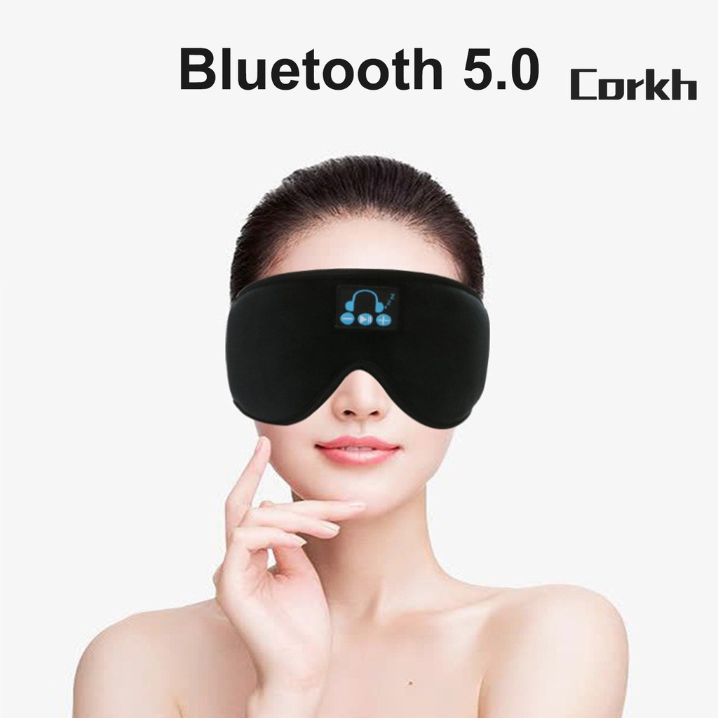 corkh Bluetooth 5.0 Headset Wireless Music Sleep Aid Shading 3D Soft Sleep Eye Cover