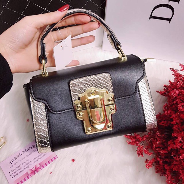 TÚI 👝DG👝 VIỀN VÂN RẮN TÔNG NHẠT SZ20
