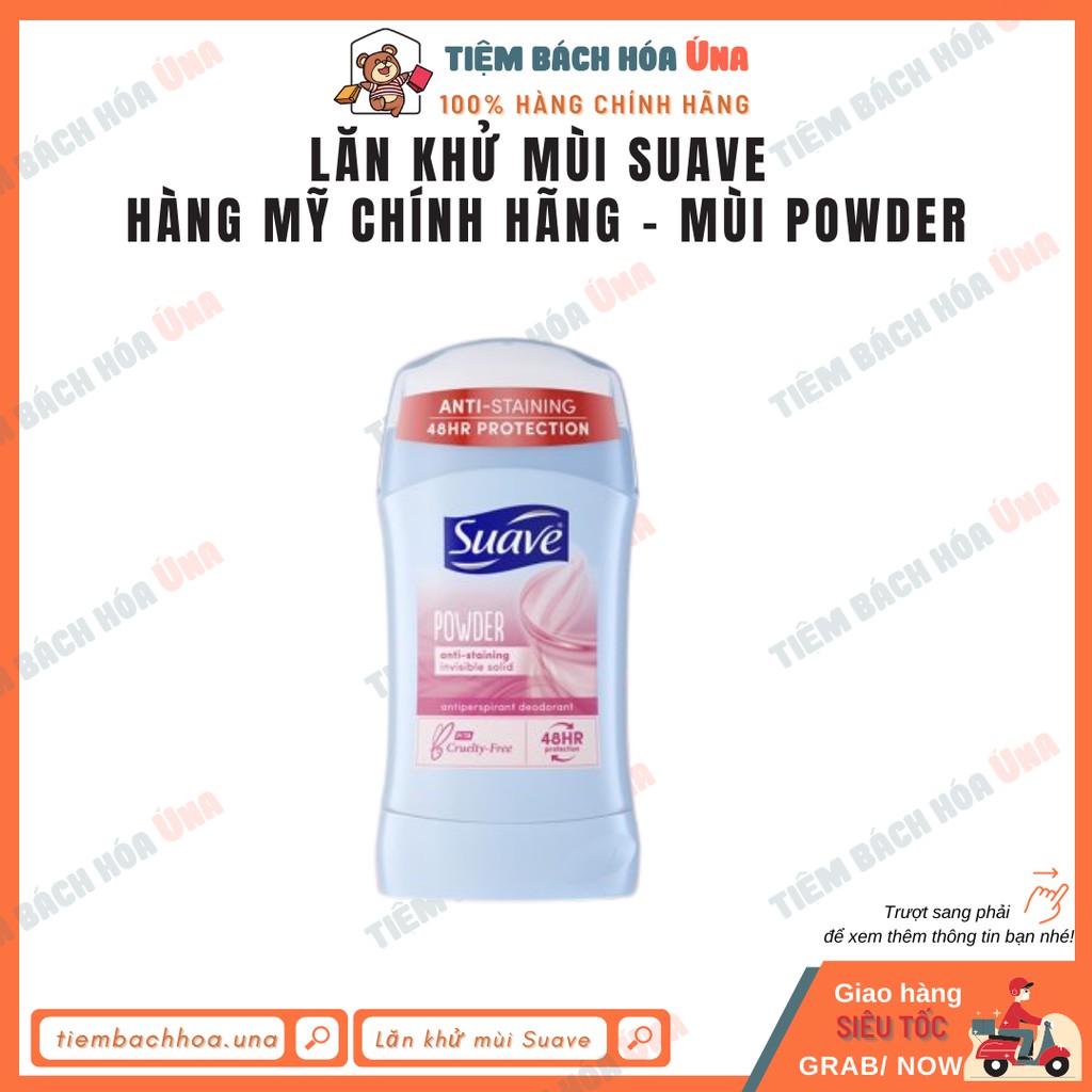 [US] Lăn Khử Mùi hôi nách Nữ SUAVE Dạng Sáp - Ngăn Mùi Cơ Thể Suốt 24h, Hương Thơm Tự Nhiên, Khô Thoáng