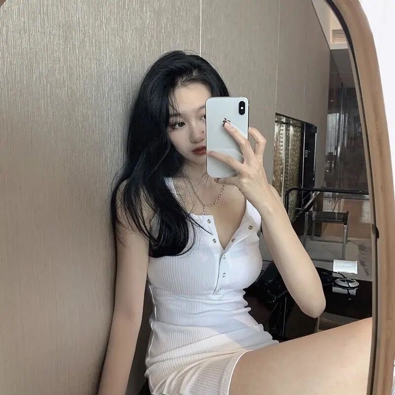 Váy Body Sát Nách Nữ Chất Bo Tăm Siêu Sexy 2 Màu Đen Trắng