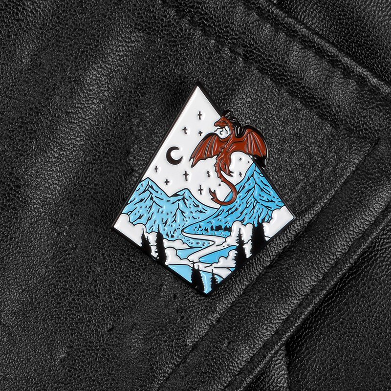 Ghim cài áo QIHE JEWELRY hình phong cảnh kỷ jura thời trang sành điệu