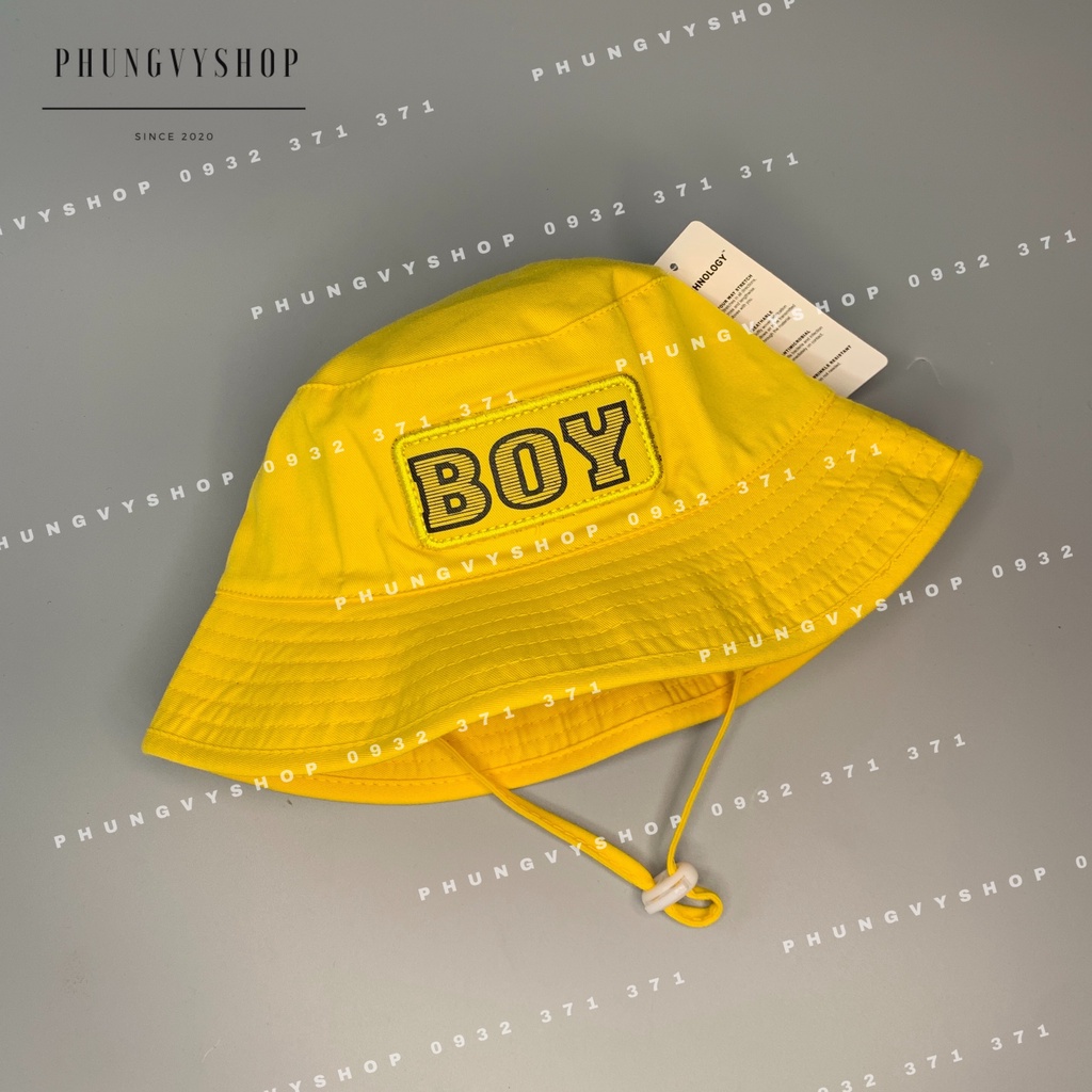 (Bé 2-4 tuổi/ Vòng đầu 51cm) Mũ bucket dễ thương thêu BOY TRƠN- Nón trẻ em