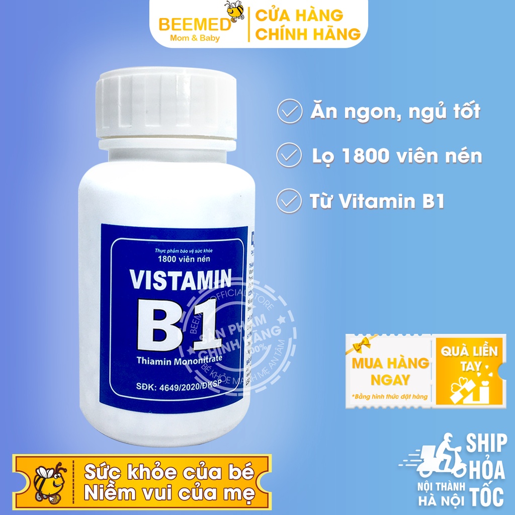 Vitamin b1 giúp trẻ em người lớn ăn ngủ ngon làm đẹp, tốt cho tiêu hóa, gội đầu kích thích mọc tóc - lọ 1800 viên