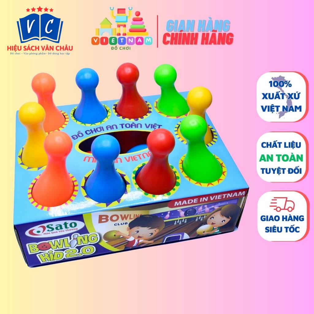 Bộ đồ chơi bowling kid 2.0 Sato 12 chi tiết cho các con thỏa sức vui chơi hàng Việt Nam chất lượng cao