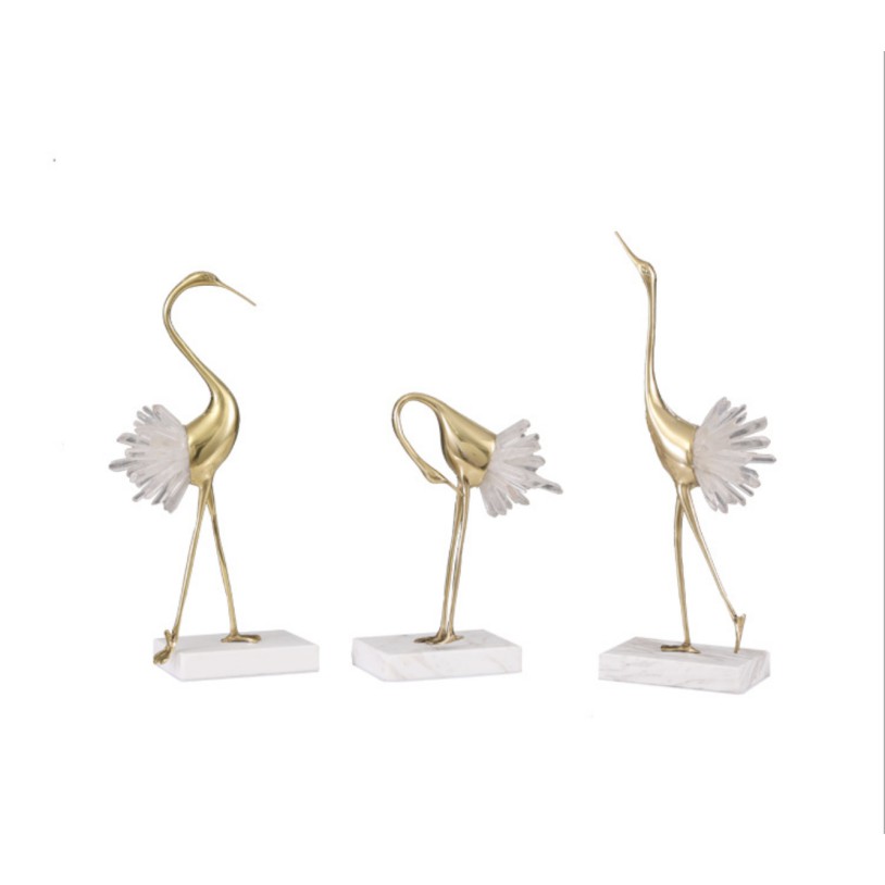 Tượng cò cầu trục pha lê ánh sáng sang trọng Phong Cách Châu Âu Stork statue